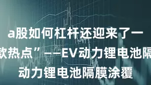 a股如何杠杆还迎来了一个“爆款热点”——EV动力锂电池隔膜涂覆