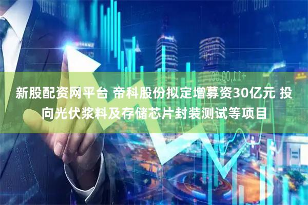 新股配资网平台 帝科股份拟定增募资30亿元 投向光伏浆料及存储芯片封装测试等项目